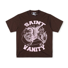 SAINT VANITY Winged Creature Graphic Short-Sleeve T-Shirt - Brown / Pink