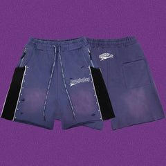 Roughplay Straight Logo Track Shorts - Deep Blue/Black