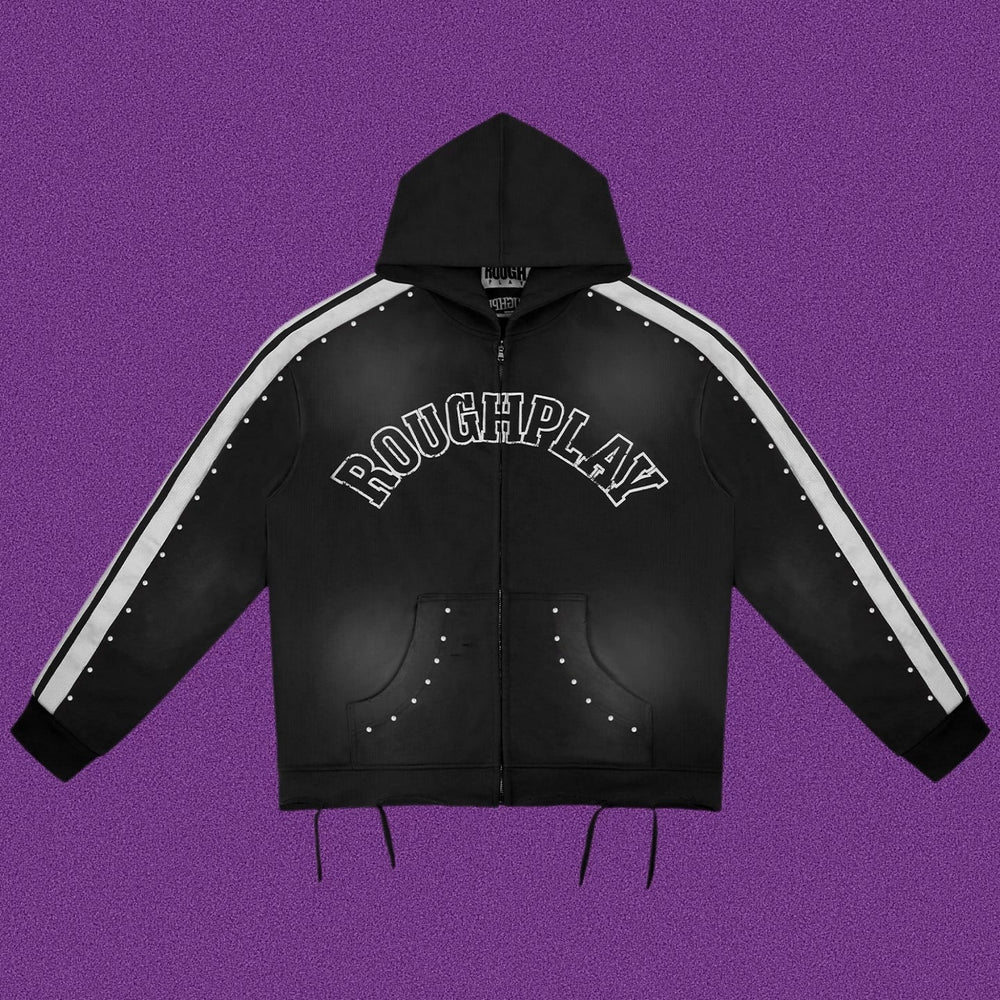 Roughplay Arch Logo Track Zip-Up Hoodie - Black