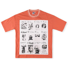 SAINT VANITY Multi-Panel Collage Graphic Short-Sleeve T-Shirt - Orange