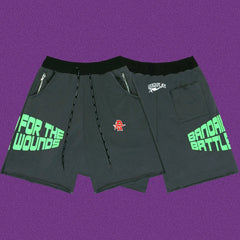Roughplay For The Wounds Graphic Shorts - Dark Grey/Neon Green