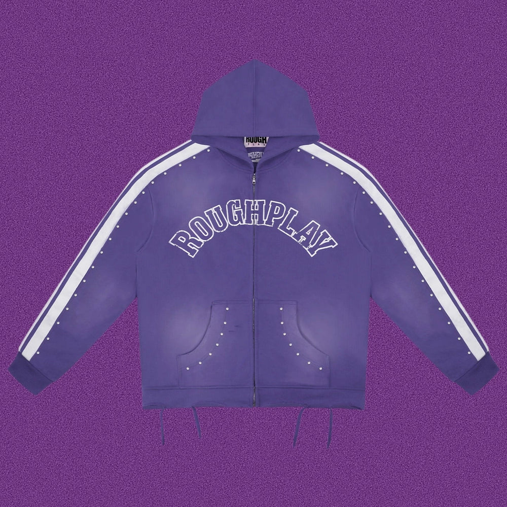 Roughplay Arch Logo Track Zip-Up Hoodie - Purple