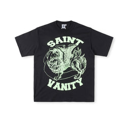 SAINT VANITY Winged Creature Graphic Short-Sleeve T-Shirt - Black / Light Green