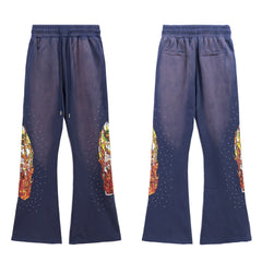Who Decides War Flame Stained Glass Sweatpants - Deep Blue/Purple Wash