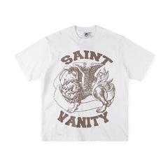 SAINT VANITY Winged Creature Graphic Short-Sleeve T-Shirt - White / Brown