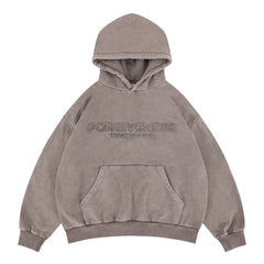 Plain Y2K Distressed Embroidered Graphic Hoodie