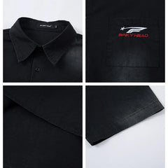 Retro American Embroidered Short Sleeve Work Shirt
