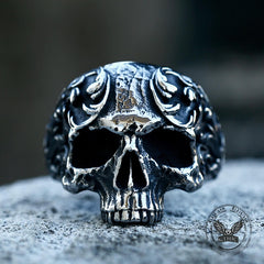 Vintage Pattern Stainless Steel Skull Ring