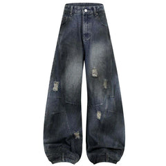 Wide Leg Y2K Distressed Denim Barrel Jeans