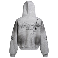 Y2K Cross Dark Gothic Full Zip Up Hoodie