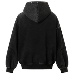 Y2K Diamond Rivet Patchwork Full Zip Up Hoodie