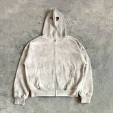 Y2K Full Zip Up Eye Holes Hoodie
