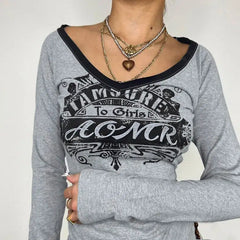 Y2K Graphic Long Sleeve Top