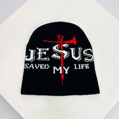 Y2K "Jesus Saved My Life" Graphic Beanie