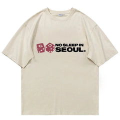 Y2K No Sleep In Seoul Graphic T Shirt