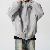 Y2K Oversized Tubed Zip Up Hoodie