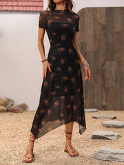 Y2K Rose Thorn Print Mini Dress