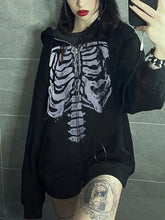 Y2K Skeleton Print Zip Up Hoodie