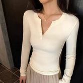 Y2K Slim Low Cut Long Sleeve Top