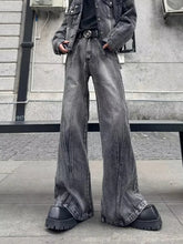 Y2K Washed Grey Baggy Stacked Flare Jeans