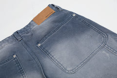 CapCabin Washed Wrinkle Effect Denim Jeans
