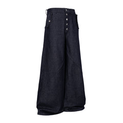CapCabin Panel Construction Wide Leg Denim Pants