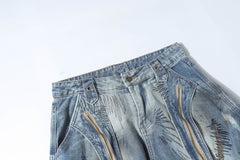CapCabin Distressed Patchwork Denim Pants