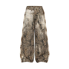 CapCabin “Leopard Fur-Trim Wide-Leg Jeans”