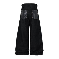 CapCabin Panel-Detail Wide Leg Denim Pants