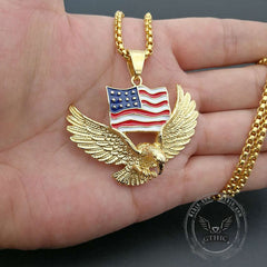 American Flag Eagle Stainless Steel Pendant