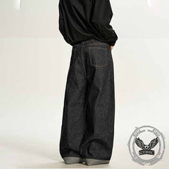 American Hip-Hop Letter Embroidered Wide-Leg Jeans