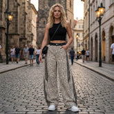 American Retro Leopard-Print Casual Scimitar Jeans