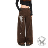 American Retro Star Print Versatile Cargo Baggy Jeans