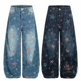 American Retro Star Print Washed Scimitar Jeans