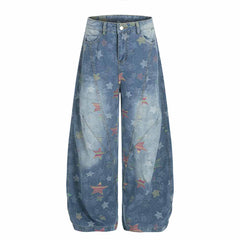 American Retro Star Print Washed Scimitar Jeans