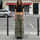 American Retro Studded Loose Straight-Leg Cargo Pants