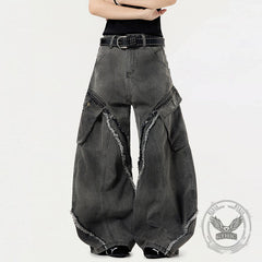 American Vintage Distressed Raw-Edge Scimitar Jeans
