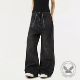 American Vintage Washed Deconstructed Wide-Leg Jeans