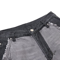 American Wasteland-Style Patchwork Distressed Wide-Leg Jeans