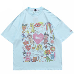Angels Print Mens Y2K Graphic Tees