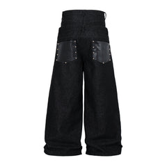 CapCabin Wide Leg Button Fly Denim Pants