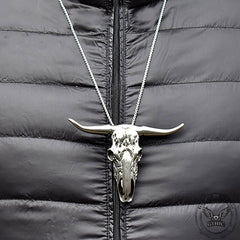 Bull Head Multi Tool Damascus Necklace