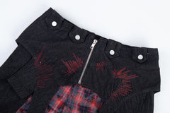 CapCabin Layered Plaid Panel Wide-Leg Pants