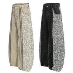 CapCabin Leopard Panel Denim Pants