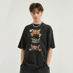 Cartoon Cat Graphic T Shirts Y2K