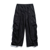 Casual Multi-Pocket Loose Wide-Leg Drawstring Overalls