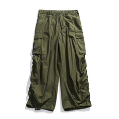 Casual Multi-Pocket Loose Wide-Leg Drawstring Overalls