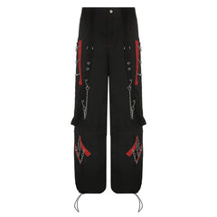 Chain Design Polyester Cargo Pants