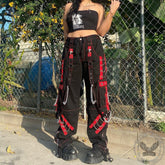 Chain Design Polyester Cargo Pants