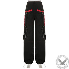 Chain Design Polyester Cargo Pants
